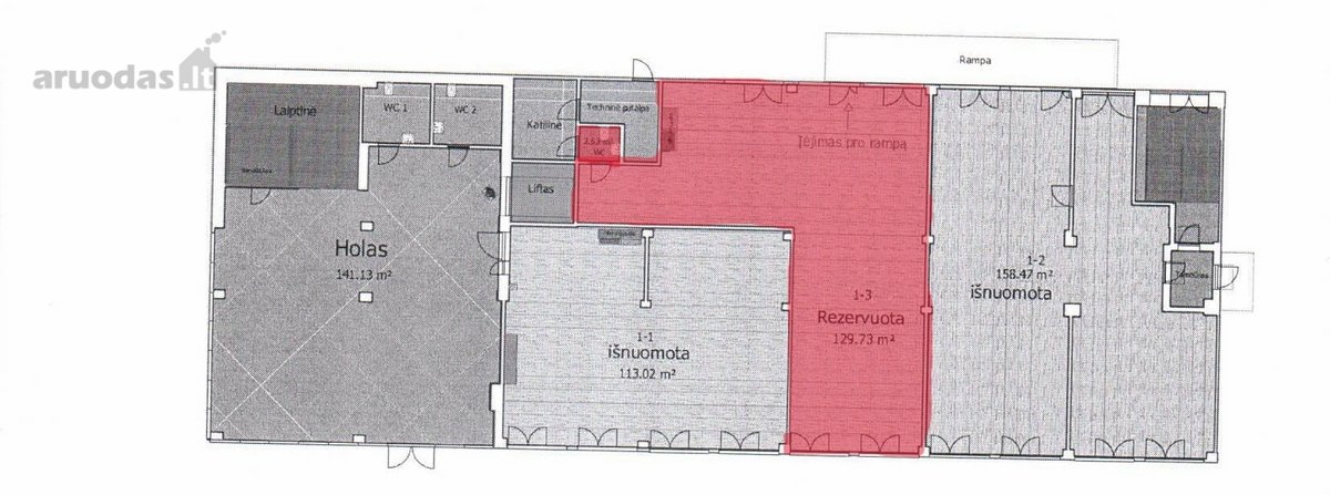 Išnuomojamos patalpos 1 aukšte, 130 m2 ploto - nuotraukos Nr. 4