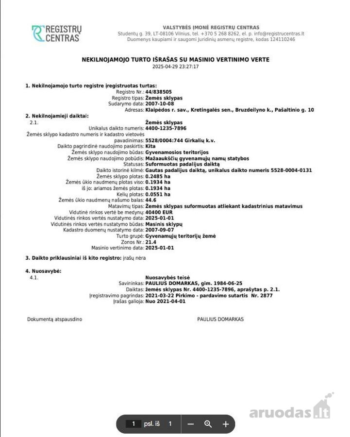 Parduodamas 28a sklypas lygaus reljefo. - nuotraukos Nr. 3