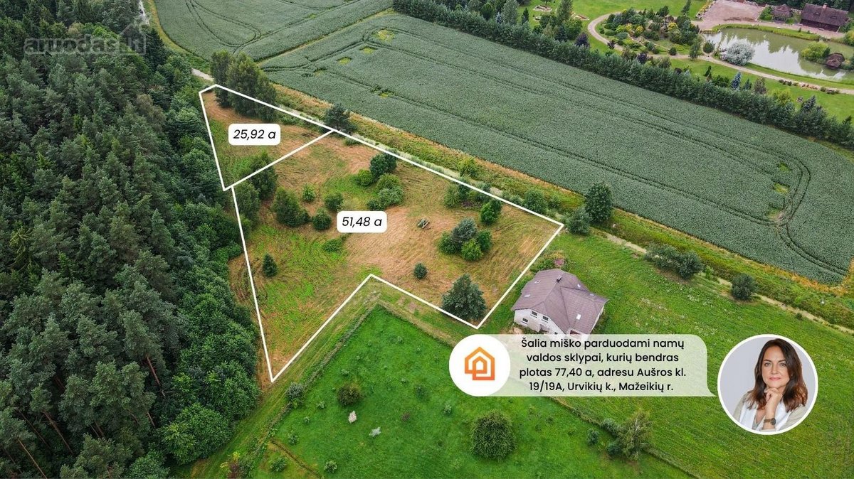 Parduodami 77,40 arų namų valdos sklypai