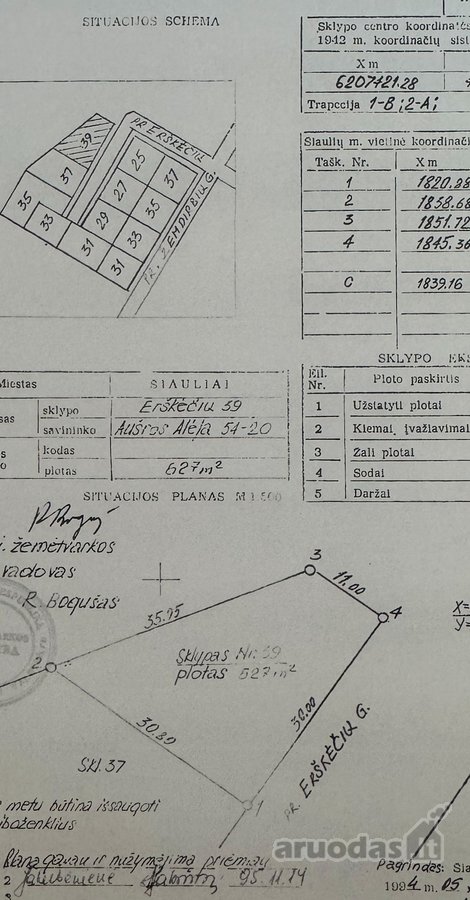 * Šiaulių mieste, Erškėčių g. 39, parduodamas