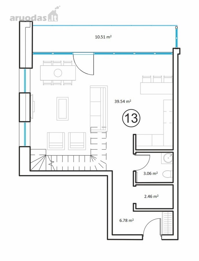Penthouse 6 k. butas per 2 aukštus su panorama  - nuotraukos Nr. 3