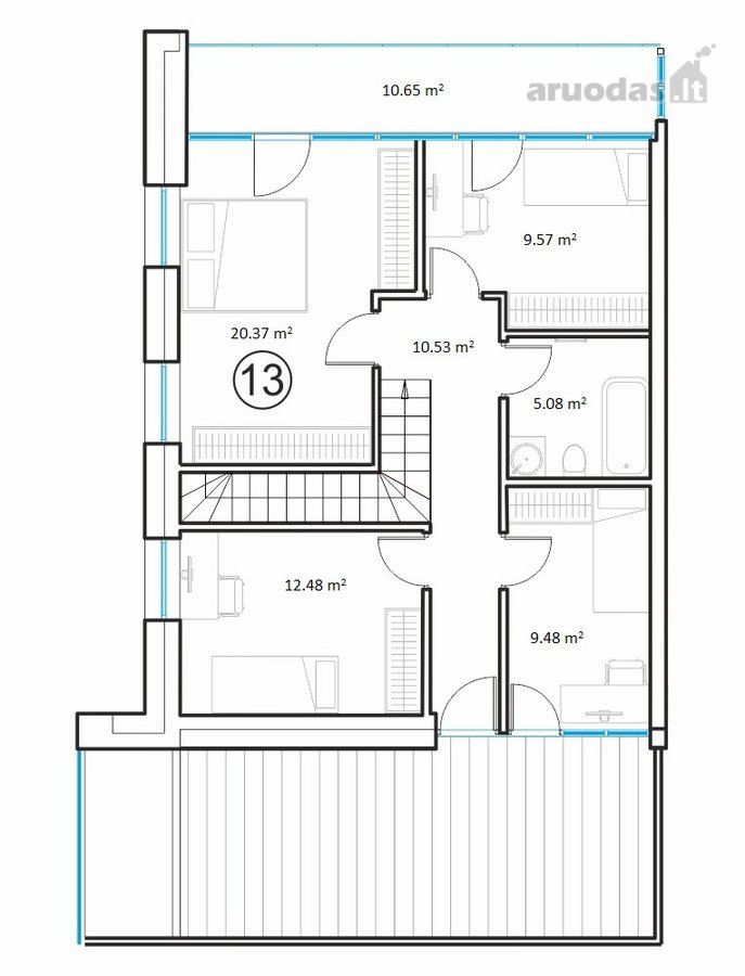 Penthouse 6 k. butas per 2 aukštus su panorama  - nuotraukos Nr. 4