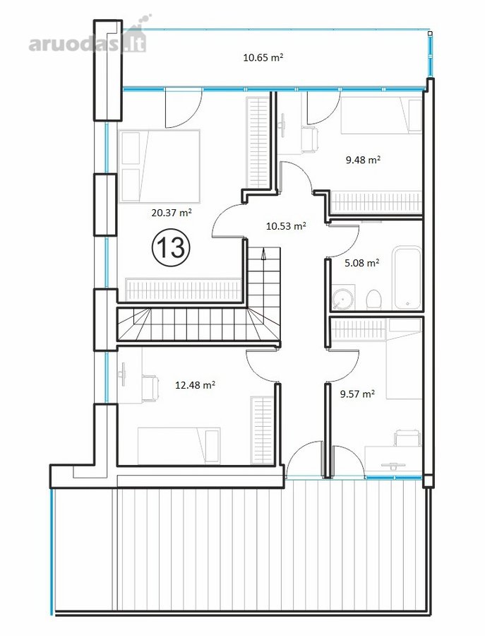 Penthouse 7 k. butas per 2 aukštus su panorama  - nuotraukos Nr. 4