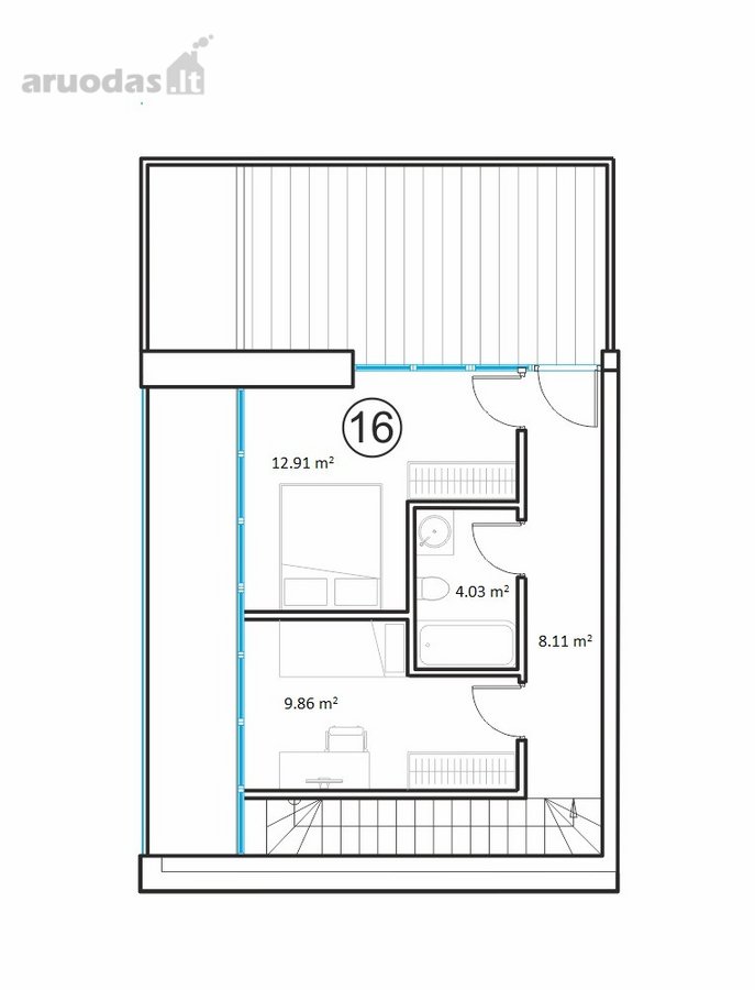 Penthouse 3 kambarių butas per 2 aukštus - nuotraukos Nr. 4