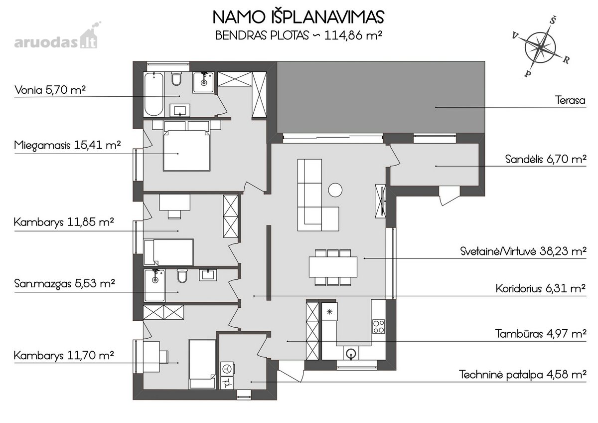 Parduodami A++ klasės naujos statybos namai - nuotraukos Nr. 28