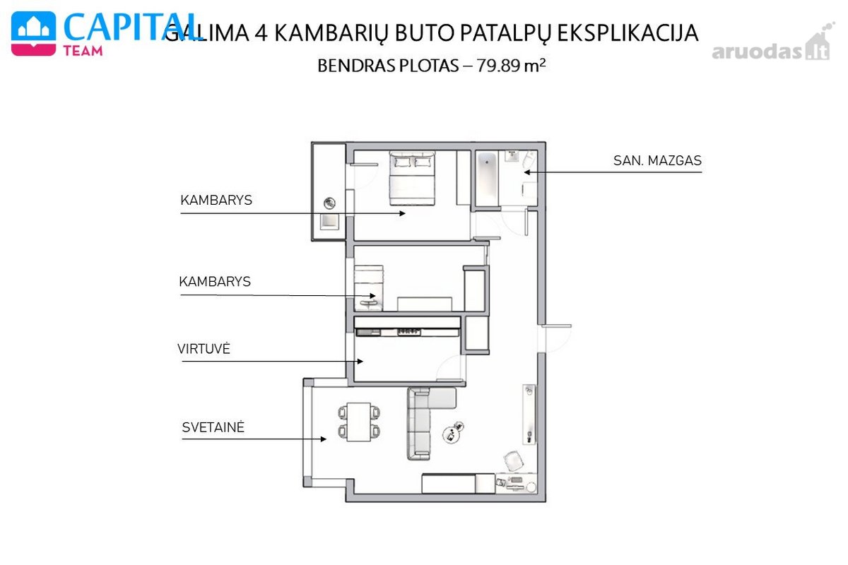 Parduodamas Erdvus Butas Strateškai Patogioje - nuotraukos Nr. 19