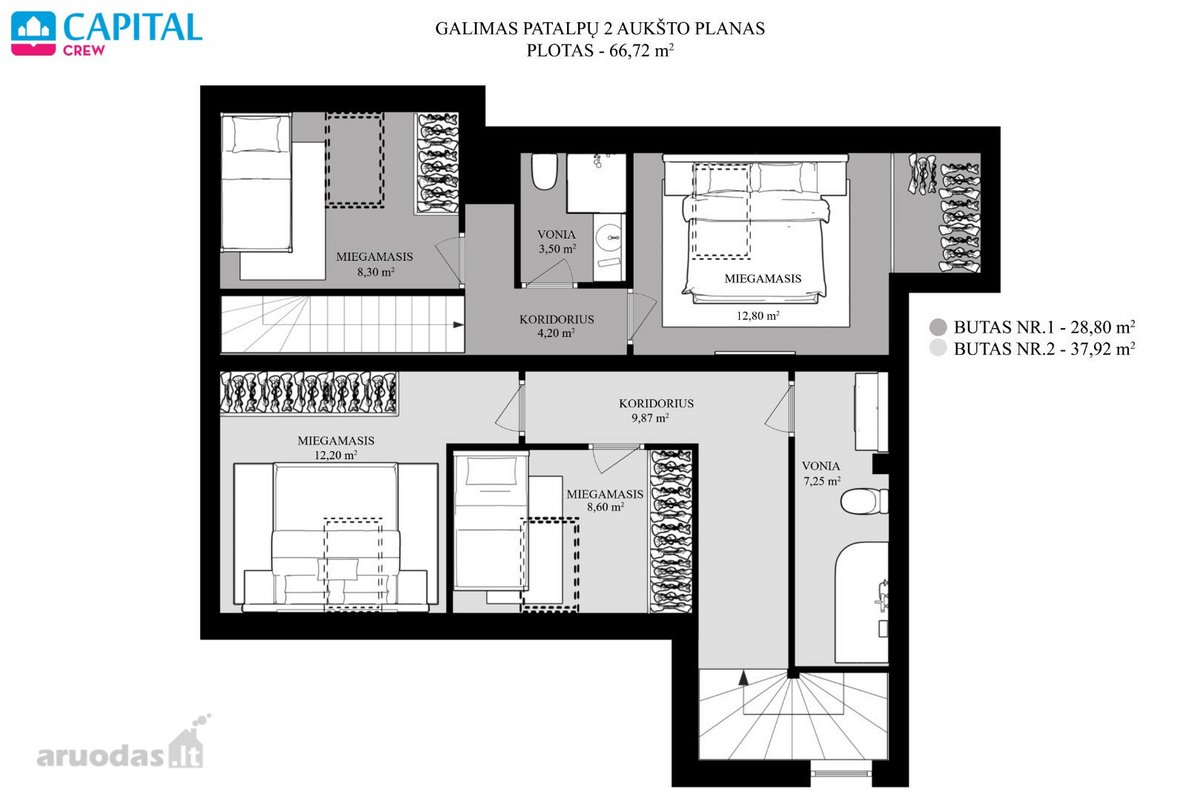 Puikus Pasiūlymas - 145 Kv.m Butas Per 2 Aukštus  - nuotraukos Nr. 10