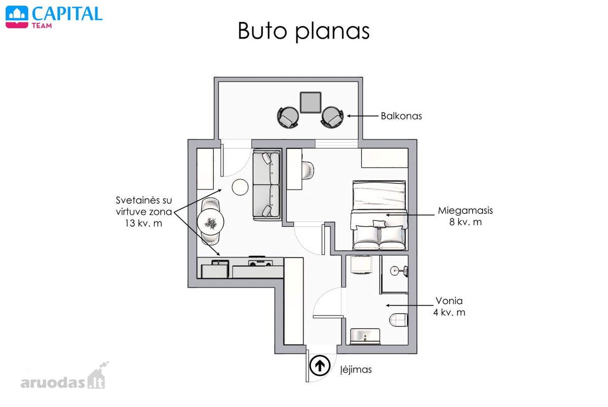 Pilnai Ir Kokybiškai Įrengtas 2 Kambarių - nuotraukos Nr. 19