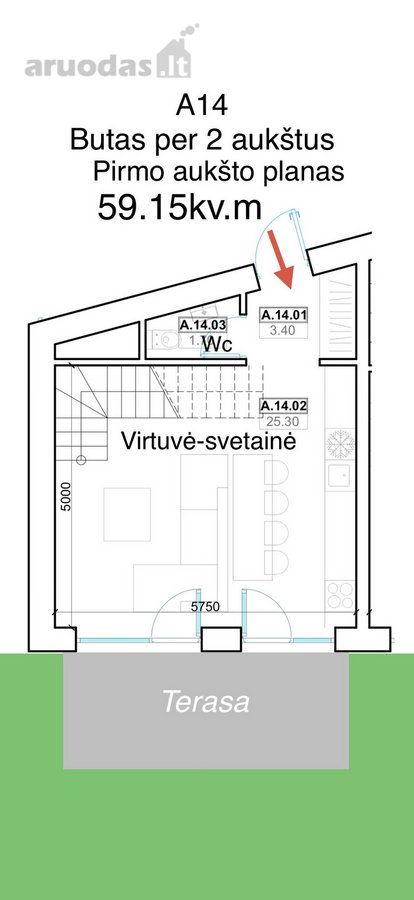 Parduodamas butas per 2 aukštus - nuotraukos Nr. 7