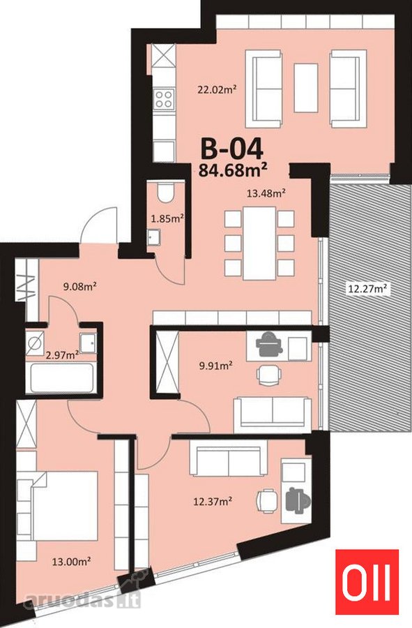 Erdvus 85 m² butas su 12 m² terasa, šiuo metu - nuotraukos Nr. 17