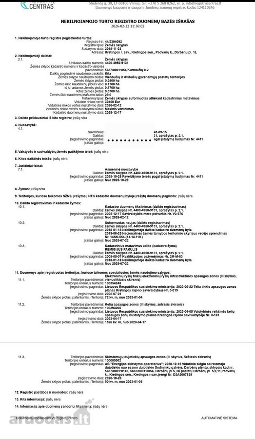 Parduodamas Sklypas Padvariuose, Kretingos R. - nuotraukos Nr. 2