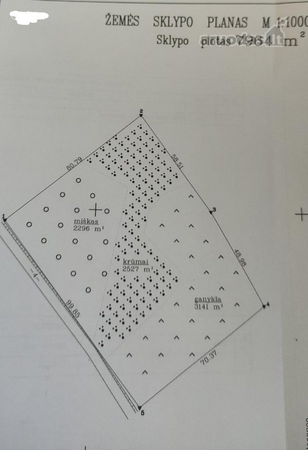 Parduodamas 80 arų , žemes ūkio paskirties