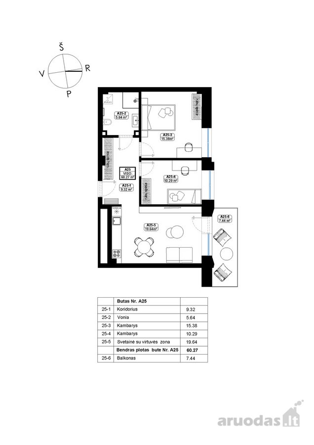 Parduodamas 2 kambarių, 60,27 m² butas su 7 - nuotraukos Nr. 10