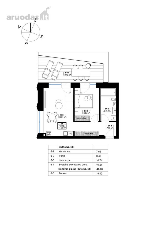 Parduodamas 2 kambarių, 44,06 m² butas su - nuotraukos Nr. 8