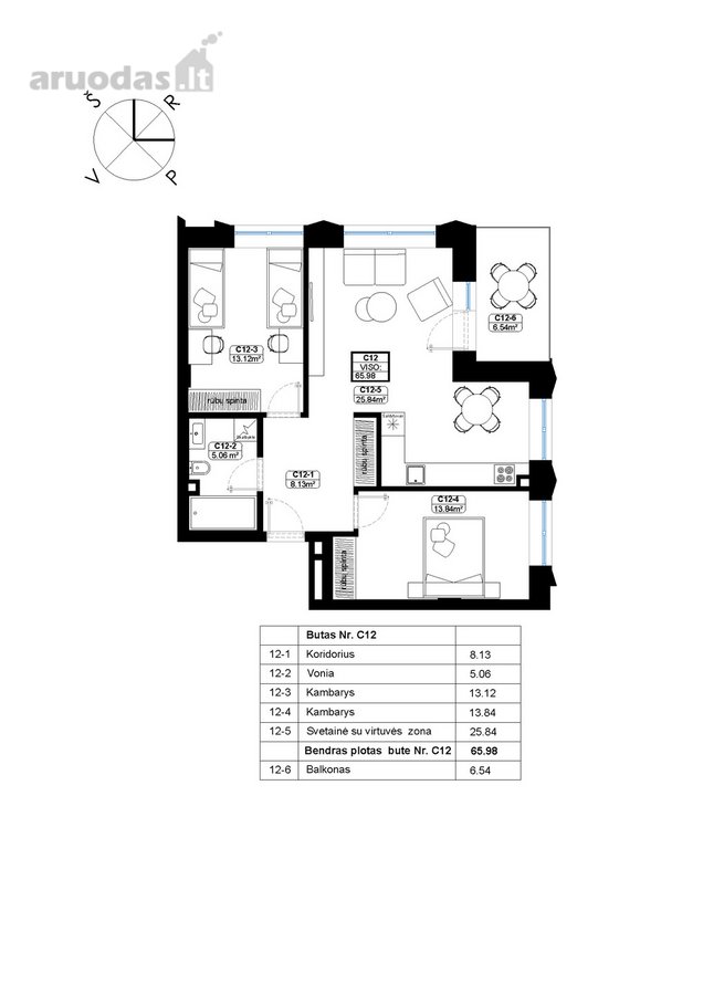 Parduodamas 2 kambarių, 65,98 m² butas su 6 - nuotraukos Nr. 9
