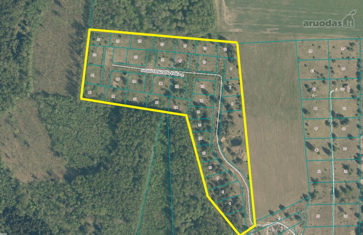Parduodamas 36 sklypų kvartalas namų statybai