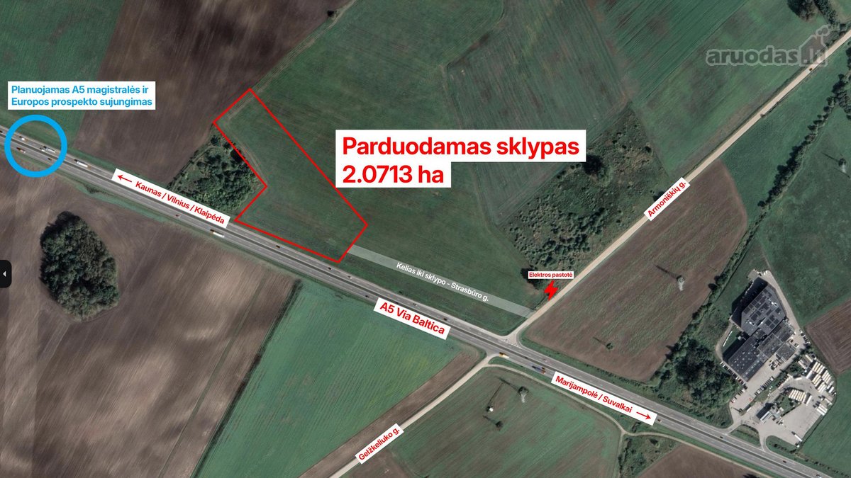 Parduodamas 2,0713 ha žemės sklypas