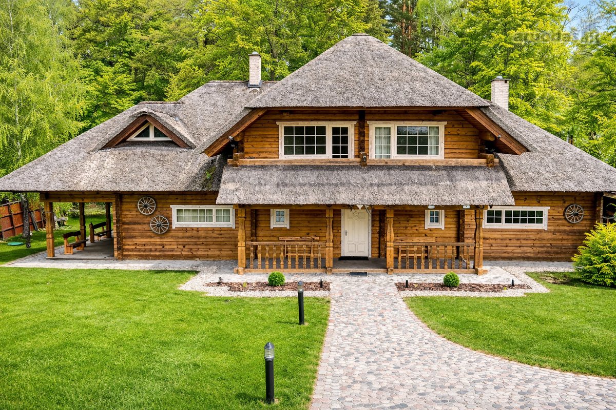 Parduodama Rąstinė Sodyba Su Šiaudiniu Stogu