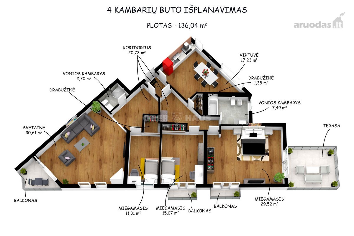 Parduodamas išskirtinis penkių kambarių butas - nuotraukos Nr. 2