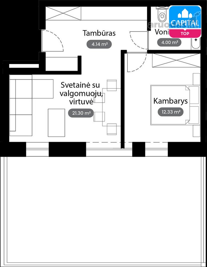 Parduodamas 2 Kambarių Butas. - nuotraukos Nr. 3