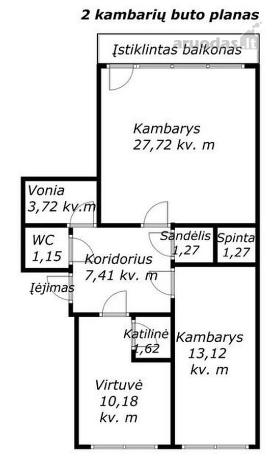 Parduodamas tvarkingas ir erdvus 2 kambarių - nuotraukos Nr. 23