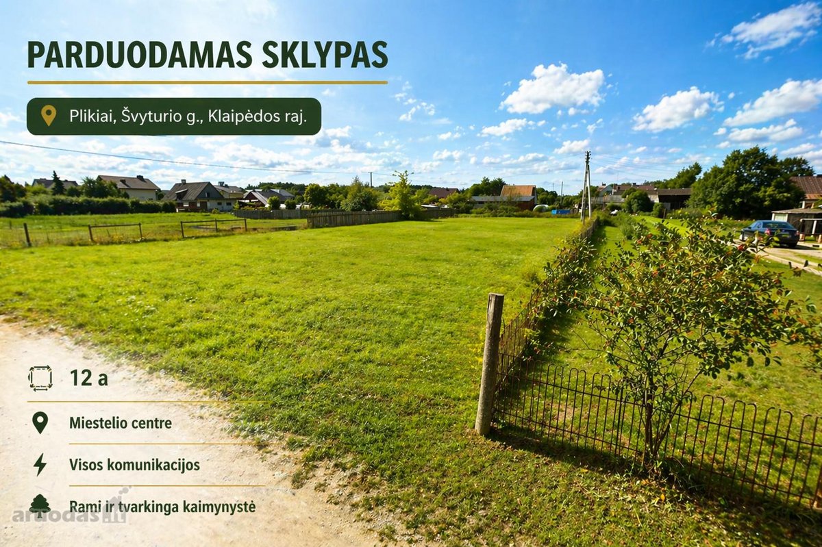 Parduodamas Sklypas Plikių Miestelio Centre,