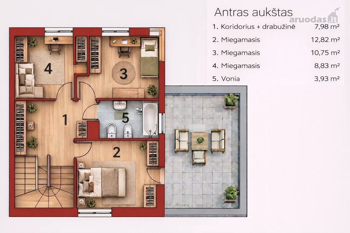 Parduodamas sublokuotas 117,08 kv.m. namas, - nuotraukos Nr. 8
