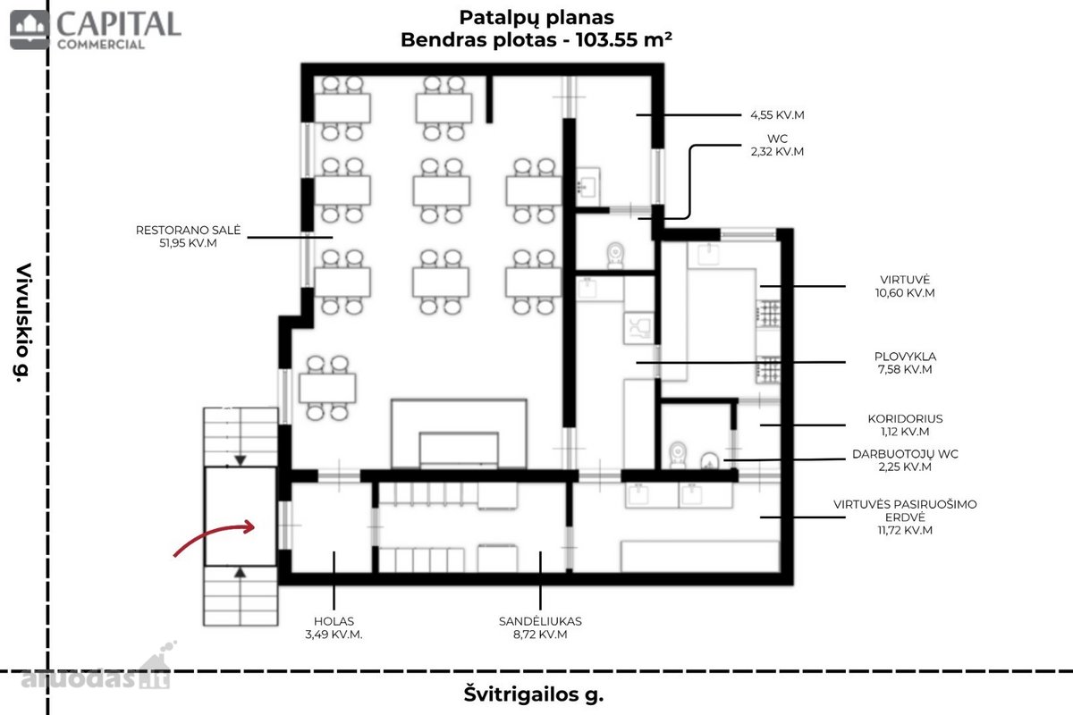 Nuomojamos Pilnai Įrengtos Restorano Patalpos - nuotraukos Nr. 23