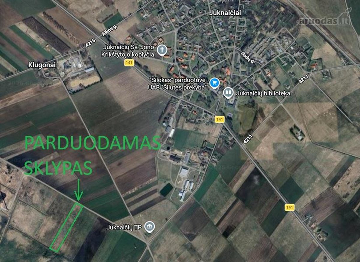 Parduodamas 1,2146 ha (121,46 aro) žemės