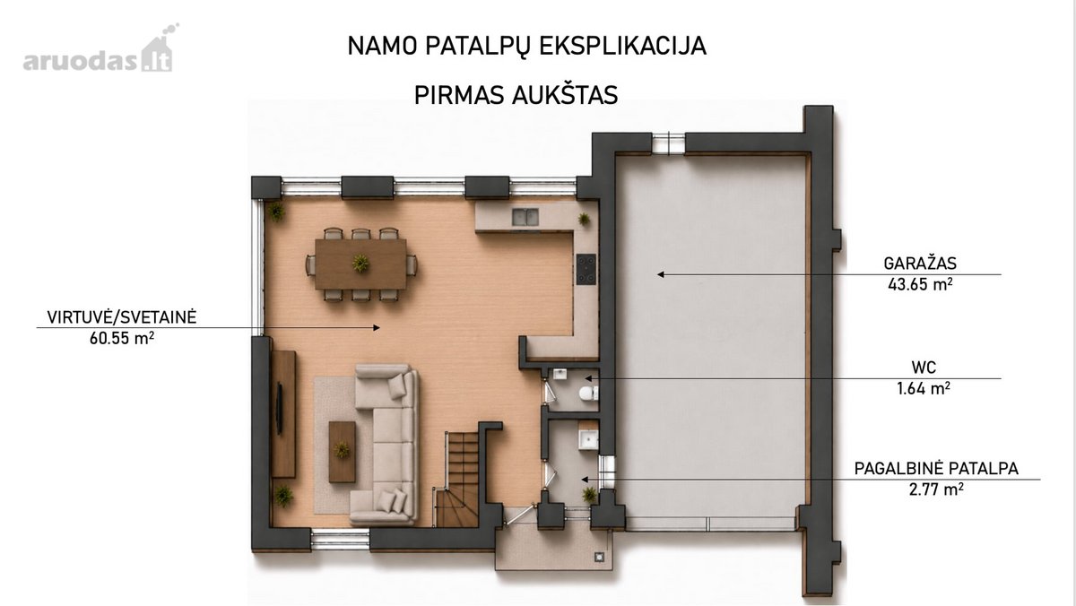 Parduodamas sublokuotas 170.02 kv.m. namas su - nuotraukos Nr. 11