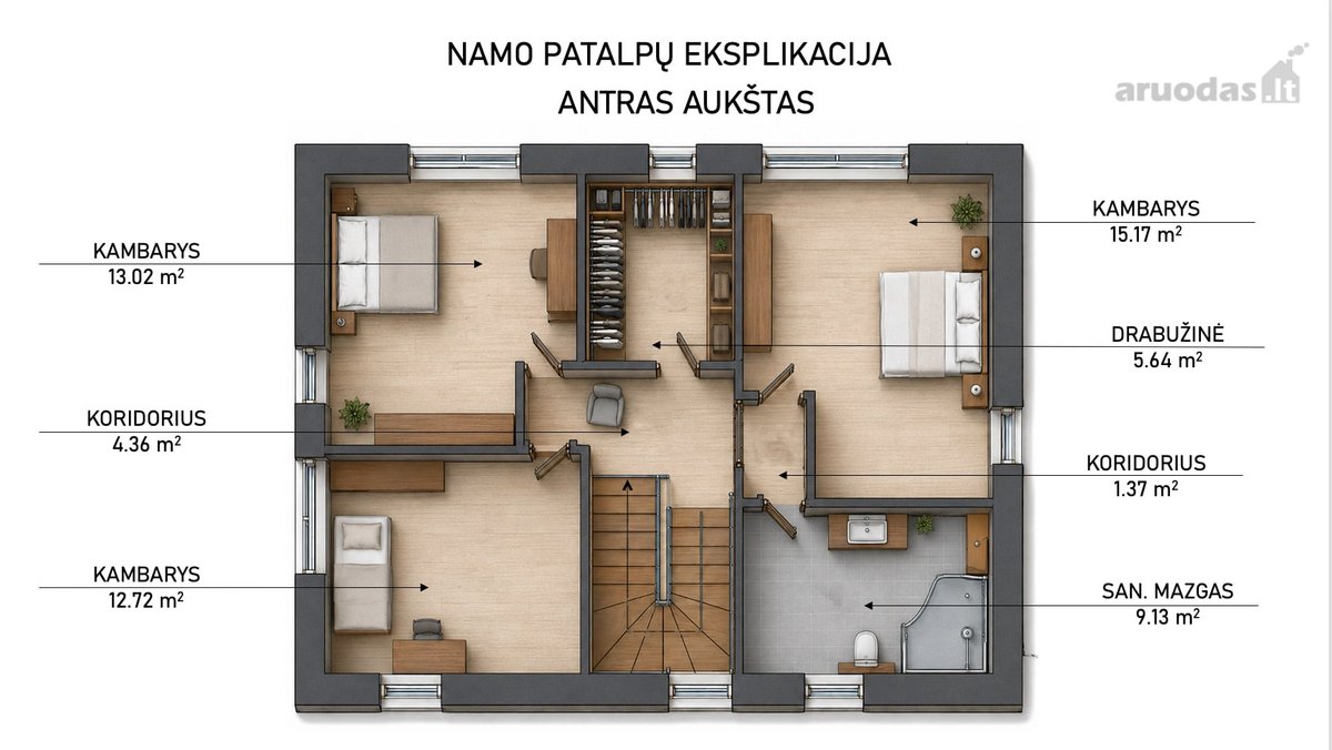 Parduodamas sublokuotas 170.02 kv.m. namas su - nuotraukos Nr. 21
