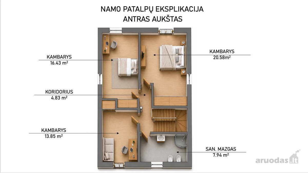 Parduodamas sublokuotas 162.51 kv.m. namas su - nuotraukos Nr. 30