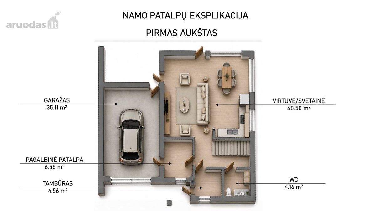 Parduodamas sublokuotas 162.51 kv.m. namas su - nuotraukos Nr. 16