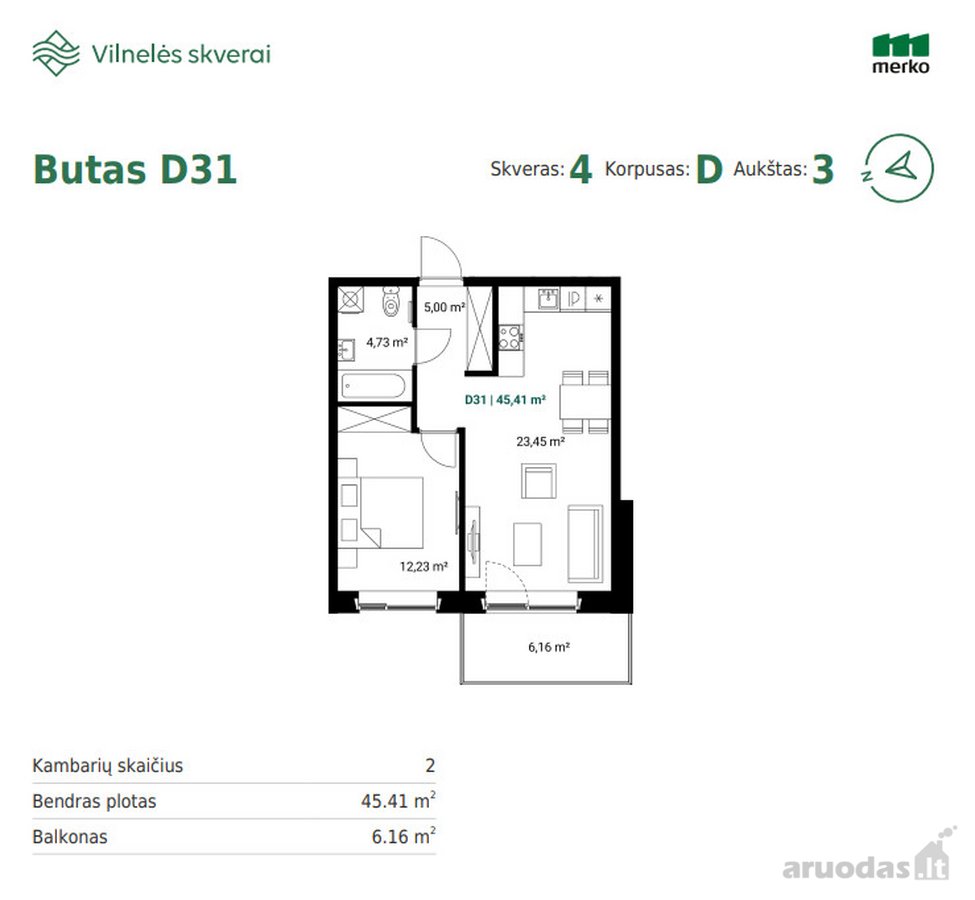 Parduodamas butas su daline apdaila projekte - nuotraukos Nr. 5