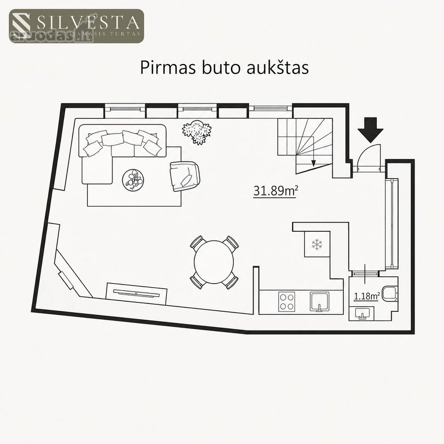 Parduodamas 3 Kambarių Butas Per 2 Aukštus - nuotraukos Nr. 38