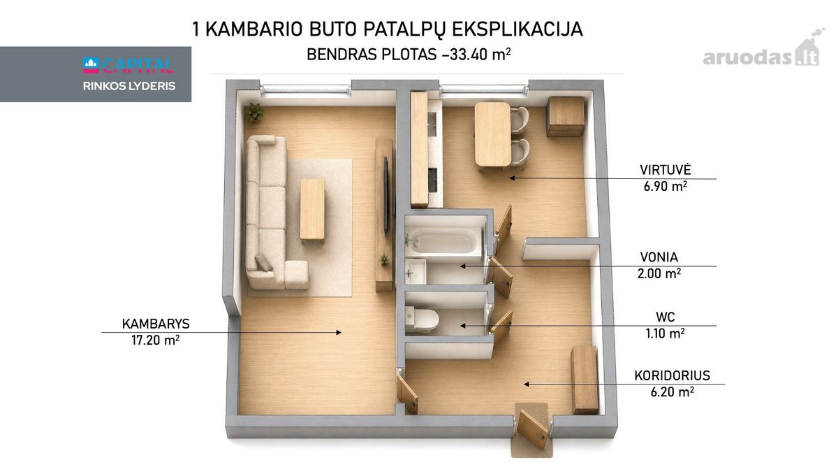 Parduodamas 1 kambario labai erdvus butas - nuotraukos Nr. 29