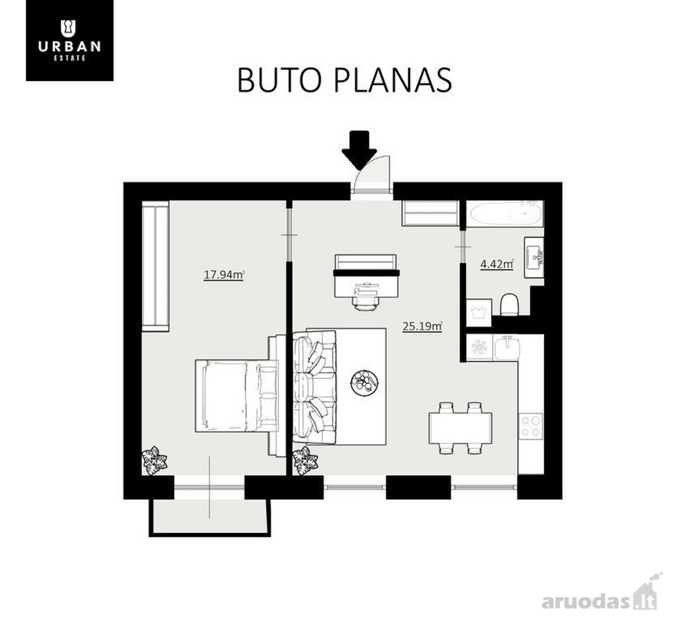 Jaukus, Saulėtas Butas Aukštomis Lubomis Su - nuotraukos Nr. 27