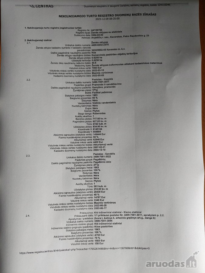 Parduodamos patalpos kepykla ir sandėlis.