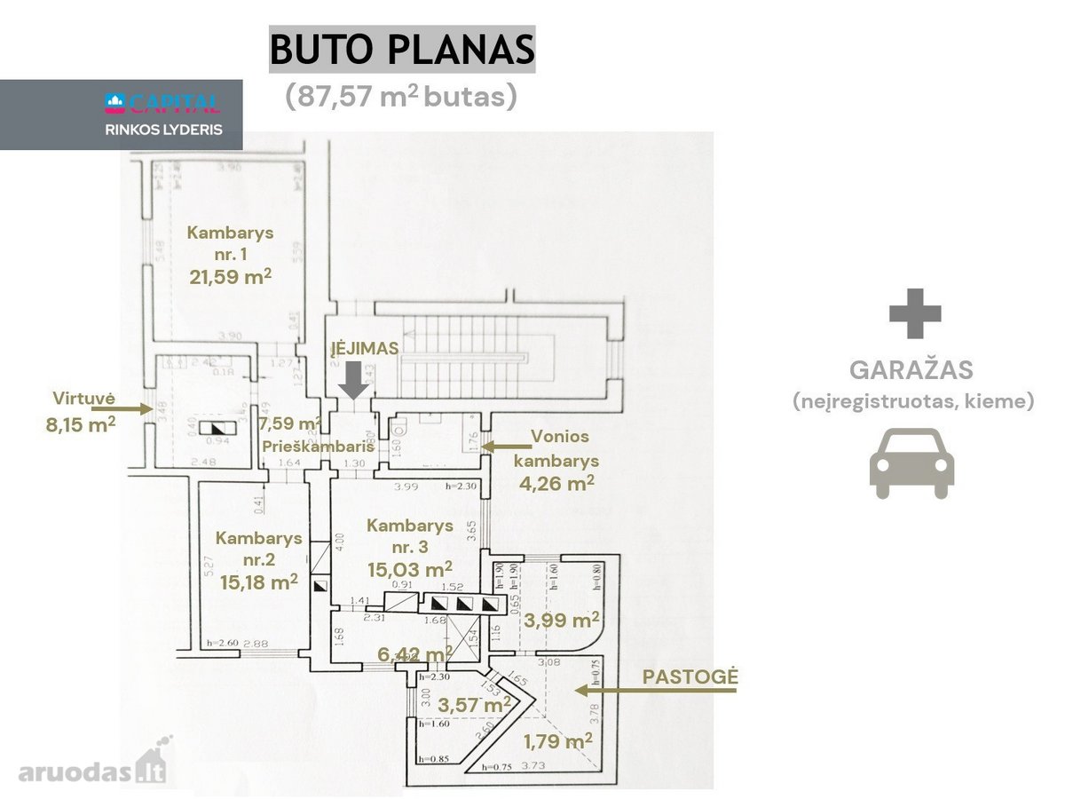 Parduodamas 3-4 kambarių Butas Senamiestyje, - nuotraukos Nr. 27