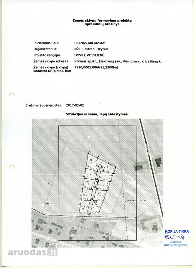 Parduodamas namų valdos sklypų masyvas