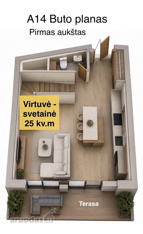Parduodamas butas per 2 aukštus