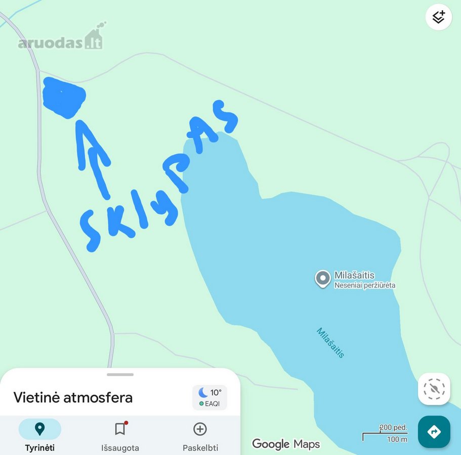 + Žemės sklypas ant kampo dviejų kelių (ne