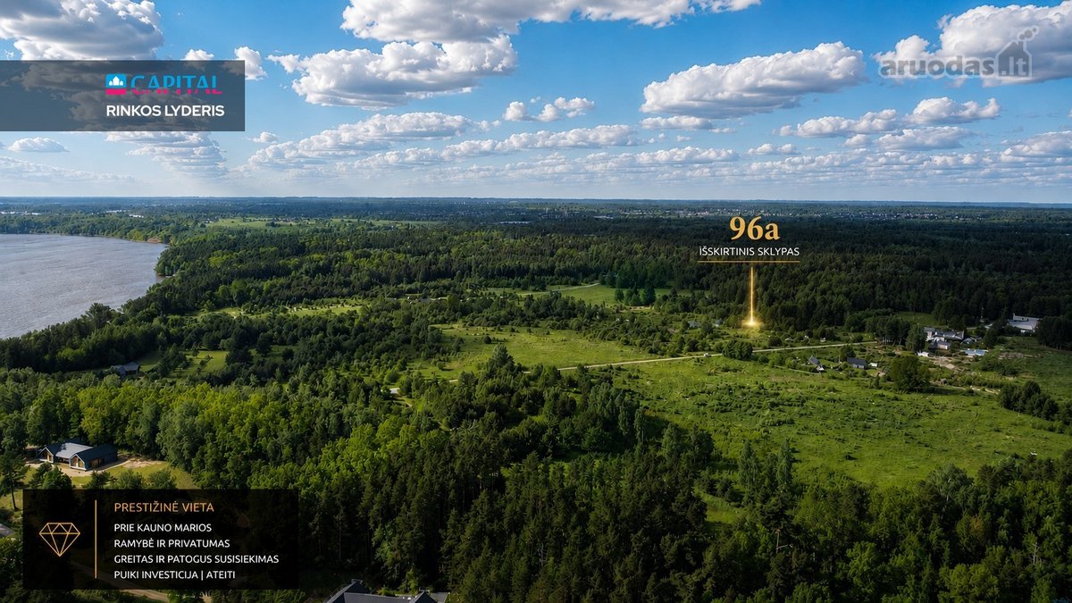 Išskirtinis 96 arų sklypas šalia Kauno marių