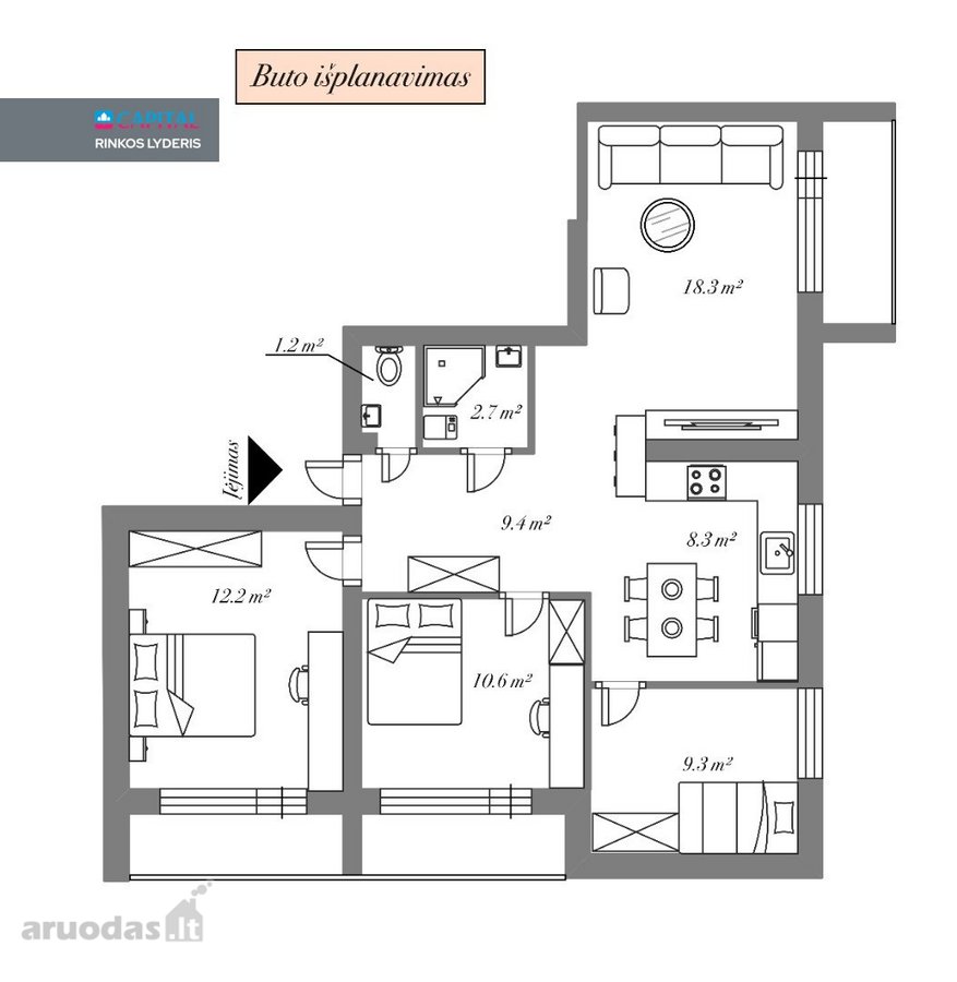 4 Kambarių Butas - nuotraukos Nr. 32
