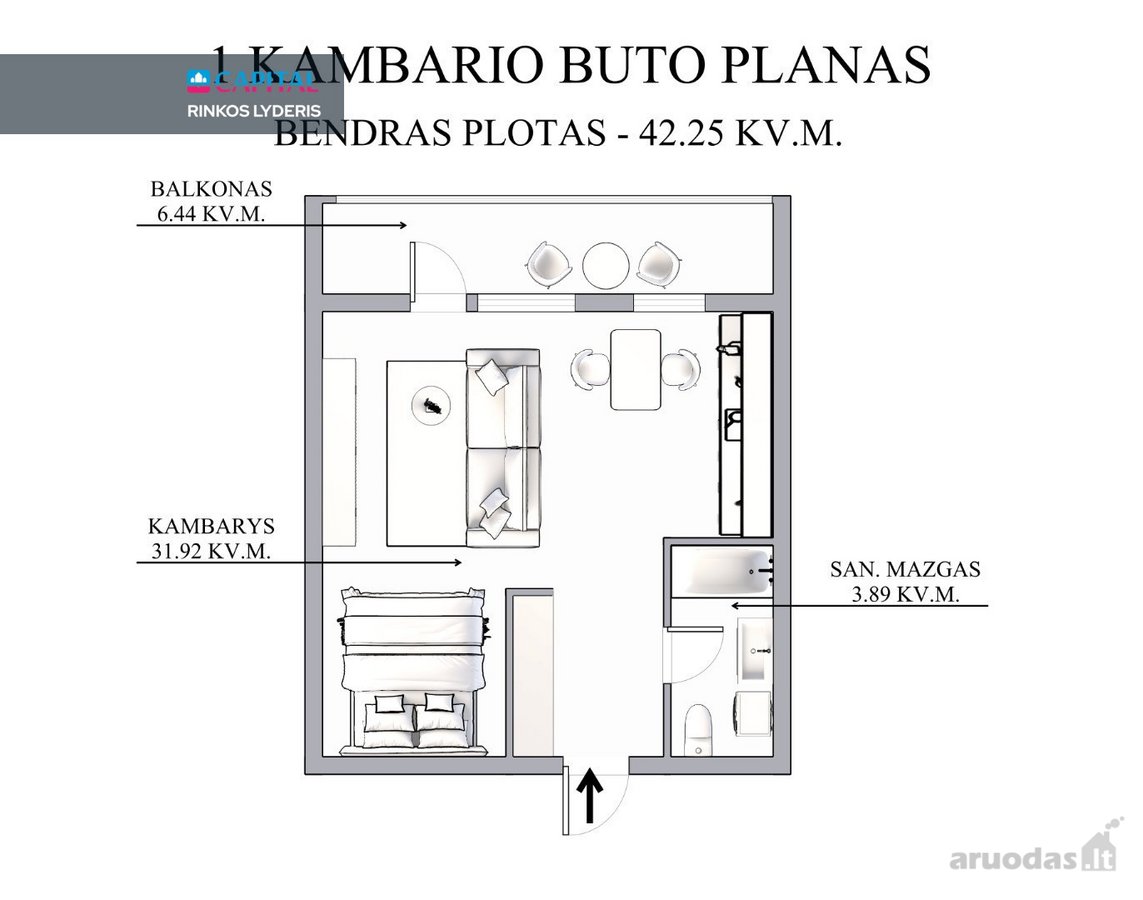 Parduodamas Jaukus Studijos Tipo Butas - nuotraukos Nr. 22
