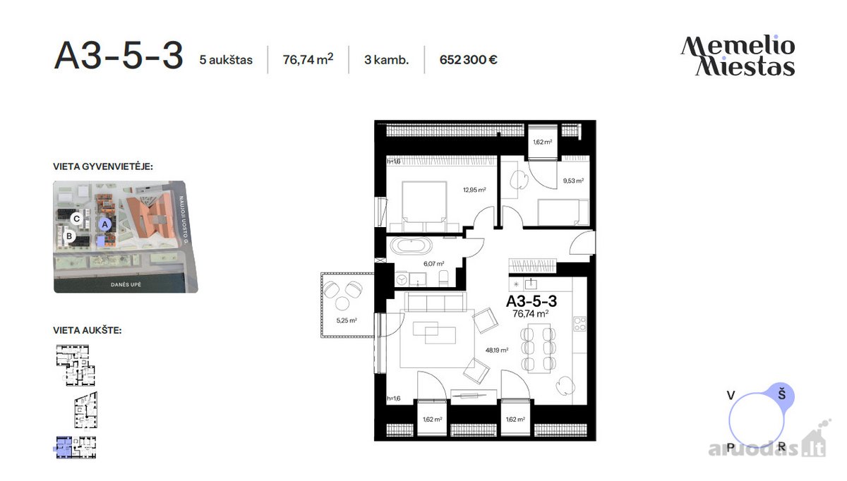 „Memelio mieste“ parduodamas 76,74 m² - nuotraukos Nr. 12