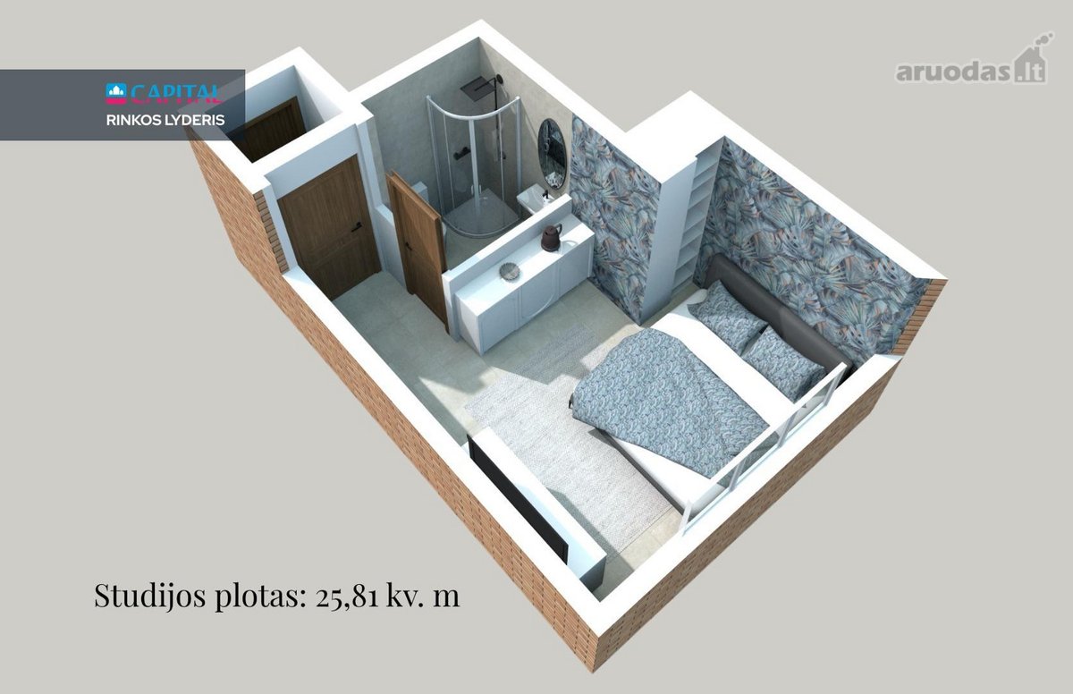 Kompaktiškas 25,81 Kv. M. Butas Cokoliniame - nuotraukos Nr. 9