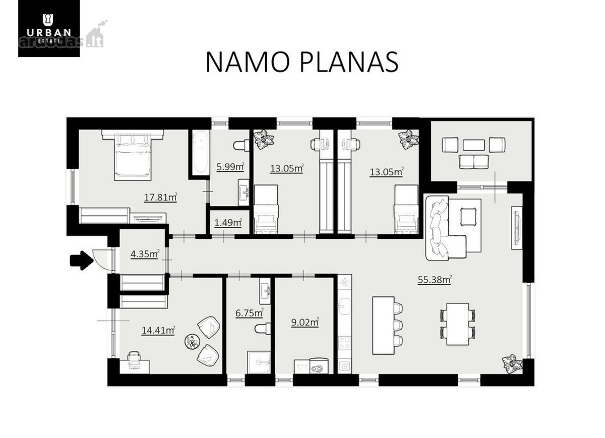 Šiuolaikiškai Įrengtas Vieno Aukšto Namas - nuotraukos Nr. 25