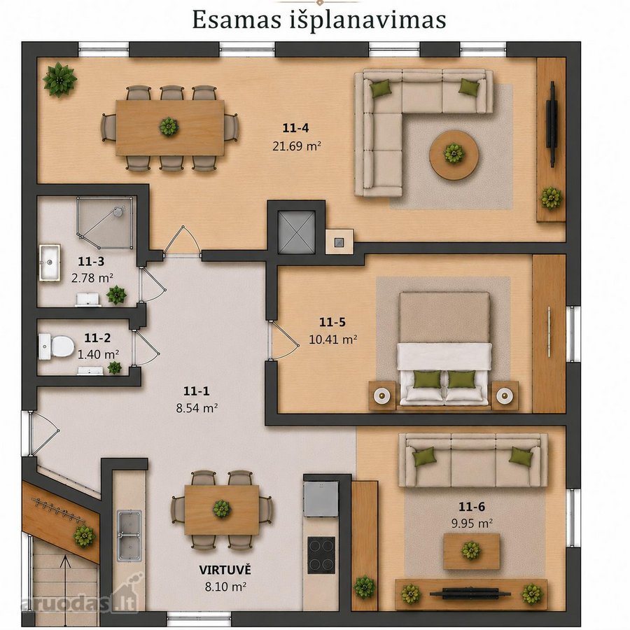 Parduodama namo dalis su nuosavu 2.5 arų