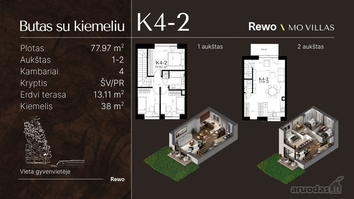 Butas Per Du Aukštus Su Erdvia Terasa - nuotraukos Nr. 2